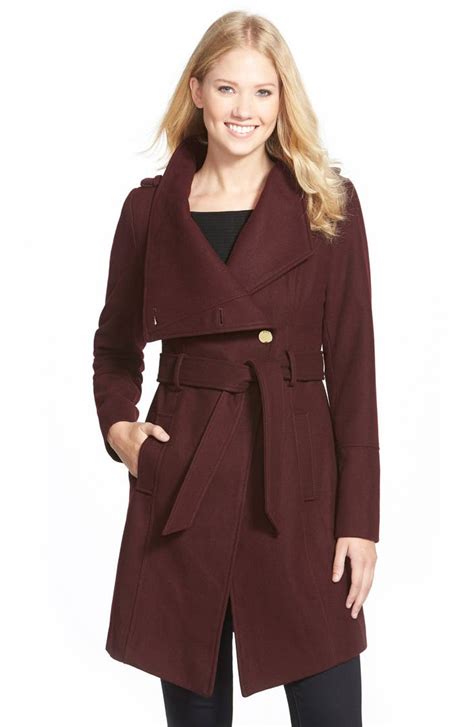 Guess Belted Asymmetrical Wool Blend Trench Coat Nordstrom