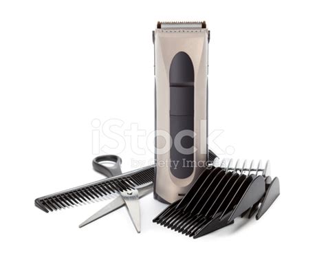 Clipper Comb And Scissors On White Background Stock Photo Royalty