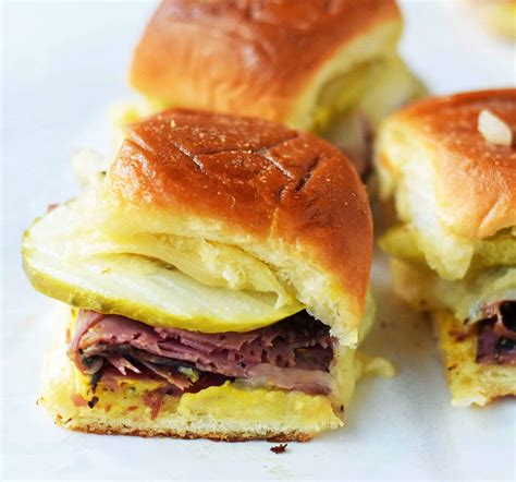 hot pastrami and swiss tailgate sliders pastrami creamy swiss tangy mustard all on a hawaiian