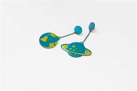 planet earrings space earrings solar system mismatched etsy