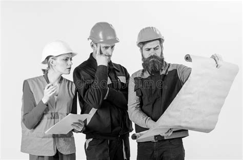 Team Of Builder Engineer Architect Work On Project Stock Photo