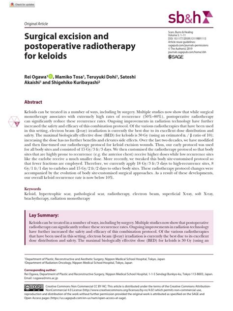 Surgical Excision And Postoperative Radiotherapy For Keloids Pdf