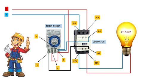 Theben Sul H Timer Installation Circuit With Contactors Youtube