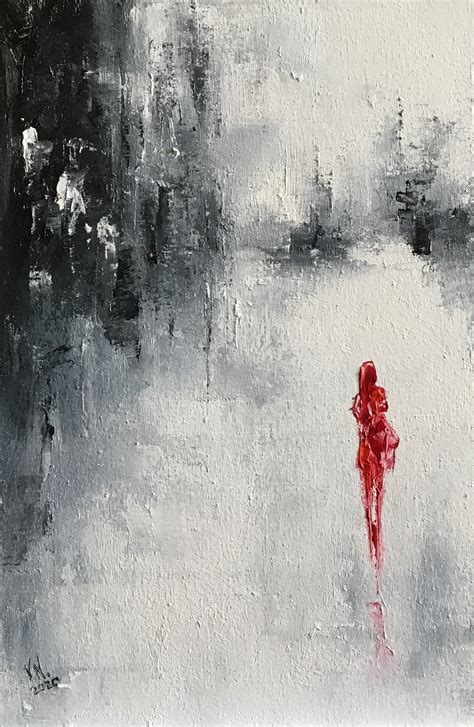 Small Abstract Painting Rain In City Original Oil Artwork Etsy