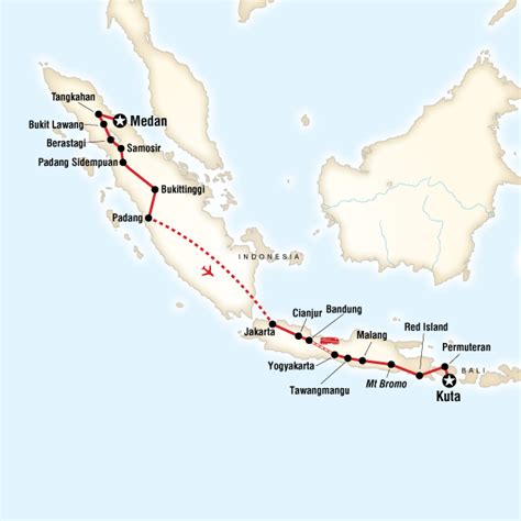 Map Of The Route For Indonesia In Depthsumatra Java Bali Kuta Bali