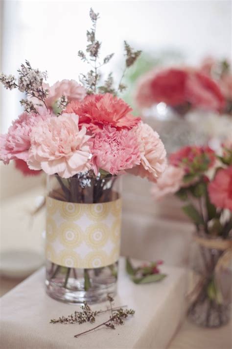 Pink Sweet And Simple Diy Dessert Party Carnation Centerpieces