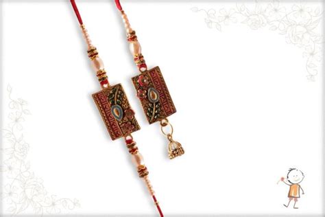 Premium Pearl Bhaiya Bhabhi Rakhi With Diamonds Send Rakhi Gifts