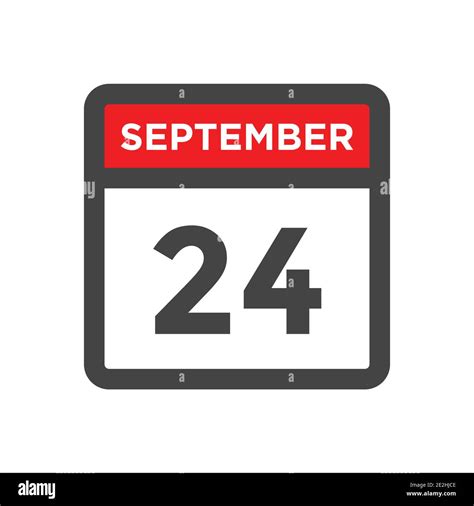 September 24 Calendar Icon With Day And Month Stock Vector Image And Art