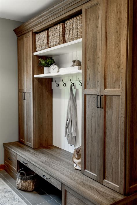 Merrill Project Custom Wood Locker And Cabinet System In Mudroom