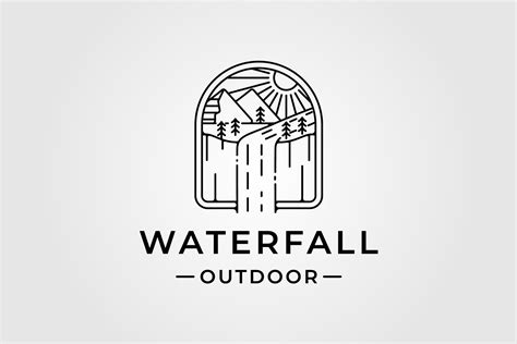 Waterfall Outdoor Logo Line Art Vector Graphic By Uzumakyfaradita