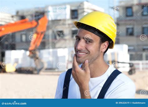 Friendly Latin Construction Worker Stock Image Image Of Digger