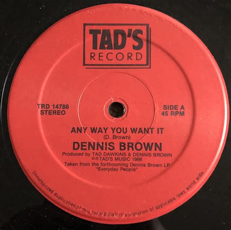 Dennis Brown Any Way You Want It Vinyl 12 45 Rpm Stereo Discogs