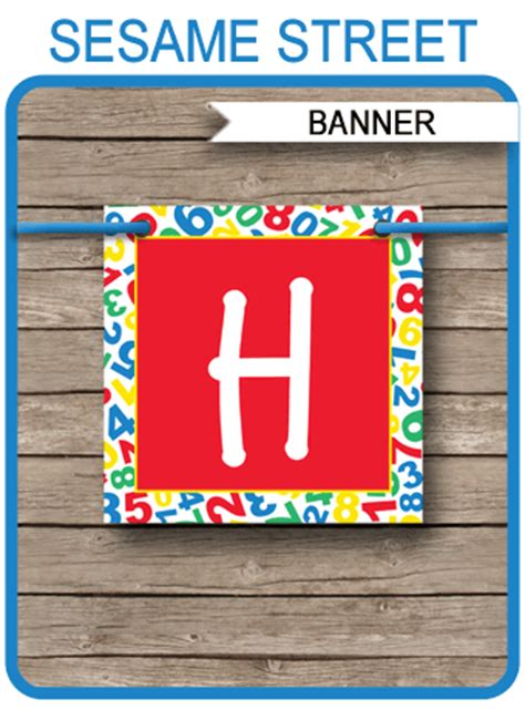 sesame street party banner template happy birthday bunting