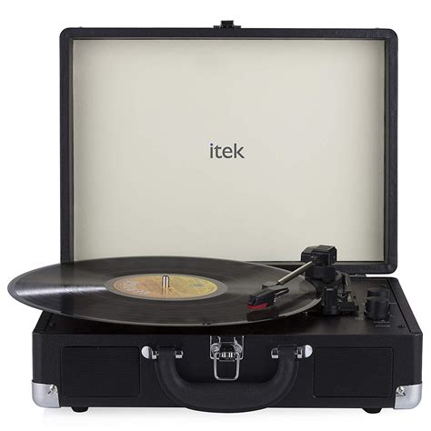 Portable Briefcase Style 3 Speed Bluetooth And Vinyl Turntable Built In