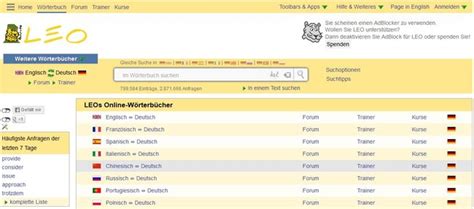 Leo Englisch Deutsch Online Wörterbuch Im Internet