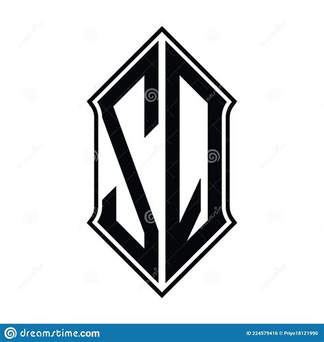 Zq Logo Monogram With Shieldshape And Outline Design Template Vector