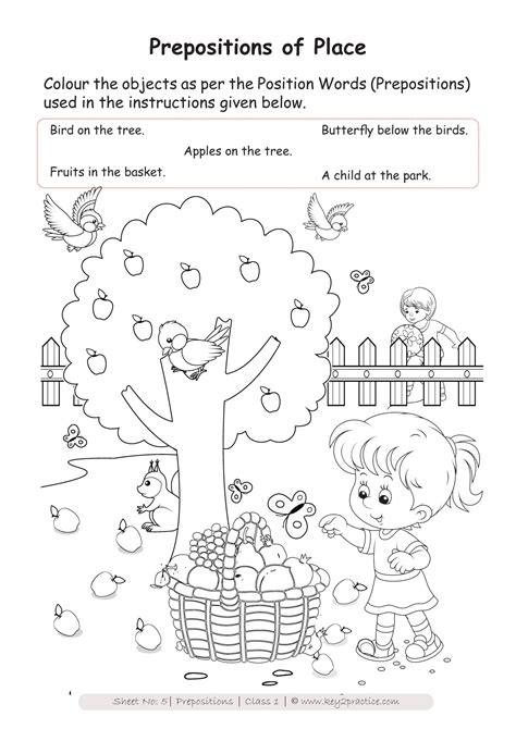 Worksheets are vocabulary, grade 1 reading comprehension work story and exercises, grade 1 national reading vocabulary, elpac practice test grade 1, name the rhyme game, grammar, sample work from, first grade baseline eva l u atoi n. English Worksheets Grade 1 I Prepositions - key2practice Workbooks