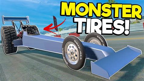 I Put Monster Truck Tires On A Dragster Beamng Drive Mods Youtube