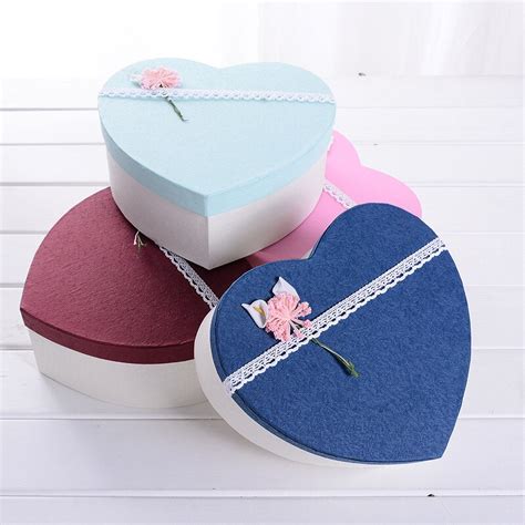 Empty heart shaped box for chocolate coo. 3 in 1 Heart Shape Paper Gift Box Set Wedding Box for ...