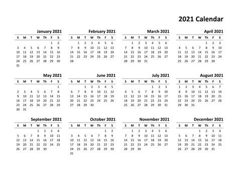 Year At A Glance Calendar 2021 Printable Free For Homeschooling Students Printable Calendar Design