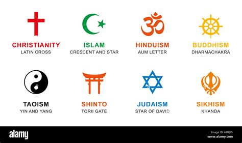 Religión Mundial Símbolos Coloreados Signos De Los Principales Grupos