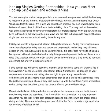 Hookup Singles Locating Partnerships The Best Way To Meet Hookup Single