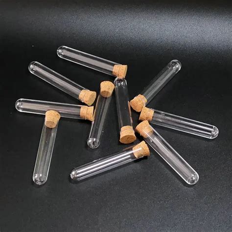 Pcs Mm Round Tube Cork Rigid Plastic Test Tube Chemical Experiment Instrument In Test