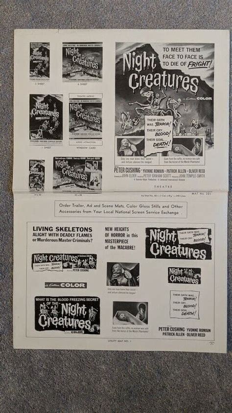 The Night Creatures Pressbook 1962 Hammer Horror Peter Cushing Rare
