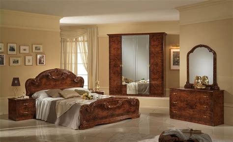 Italian High Gloss Walnut Bedroom Furniture Set Homegenies