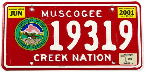 1998 2004 Oklahoma Muscogee Nation License Plate Brandywine General