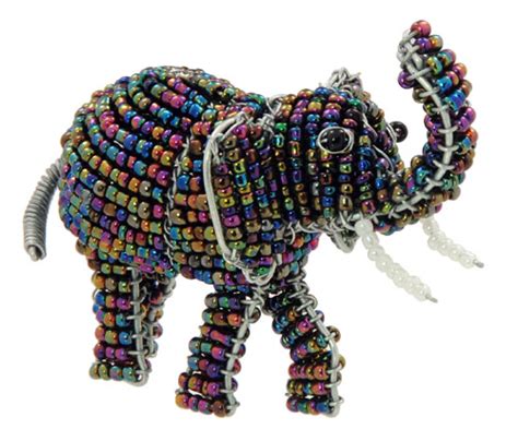 Handcrafted Bead And Wire African Animal Figurine Elephant From The