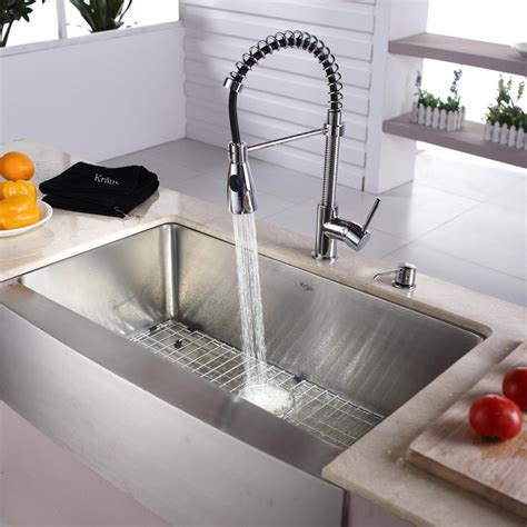 This long porcelain sink has a lot going for it: Kraus KHF20033KPF1612KSD30CH 33 Inch Farmhouse Single Bowl ...