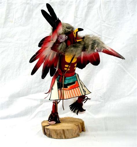 Navajo Hand Carved Red Tail Hawk Kachina By Harvey