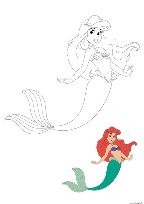 Coloriage Mermaid Ariel Dessin Princesse Imprimer