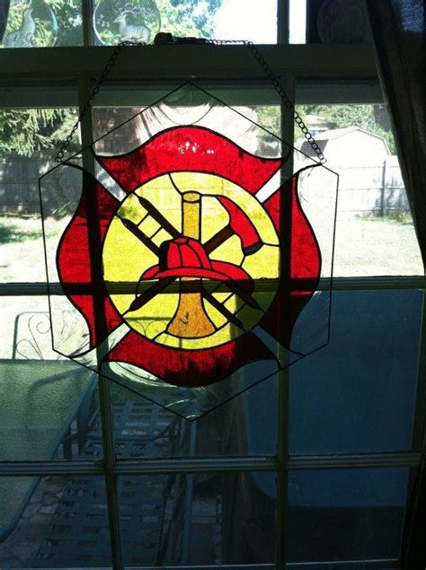Firemans Cross Stained Glass Art Stained Glass Decor Stained Glass