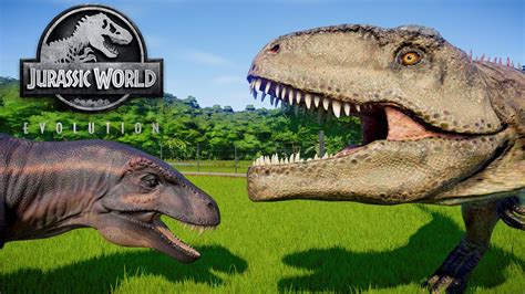 Jurassic World Evolution Acrocanthosaurus Vs Giganotosaurus Fight For Survival In Red Wood