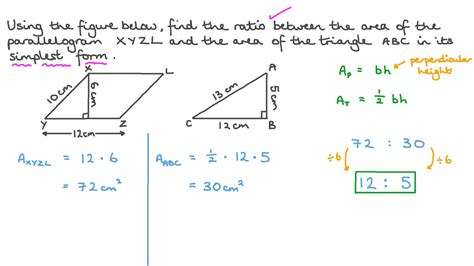 Question Video Finding The Ratio Between The Areas Of A Triangle And A