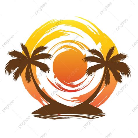 Beach Sunset Palm Tree Logo Beach Beautiful Beauty Png