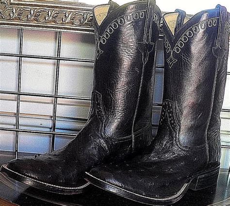 Rios Of Mercedes Black Full Quill Ostrich Leather Sole Cowboy Boots Mens D Ebay