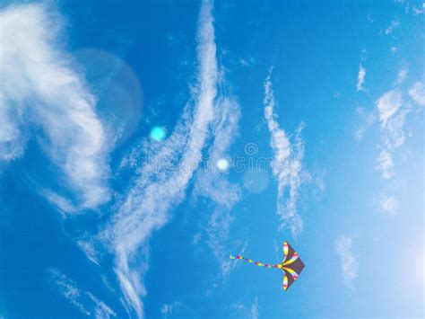 Kite Blue Sky Colorful High Flying Toy Air Kite Fly On Wind Clouds