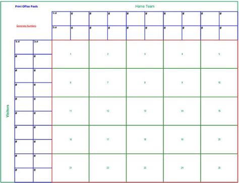 We are one of the few football pool sites to support over/under picks. Printable 50 Square Football Board - Calendar June