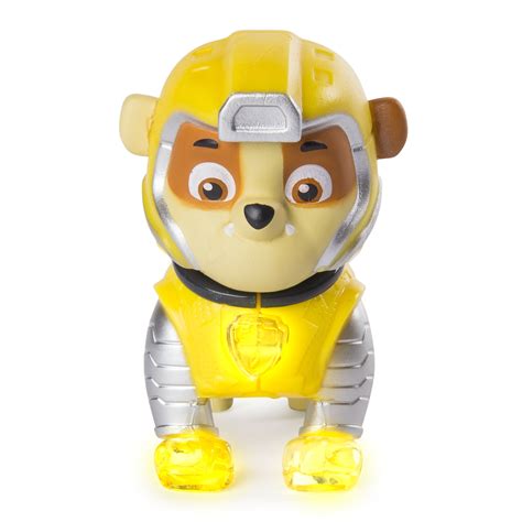 Paw Patrol Mighty Pups Rubble Figure With Light Up Badge And Paws
