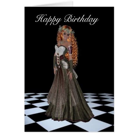 Happy Birthday With Steampunk Style Pretty Redhead Greeting Cards Zazzle