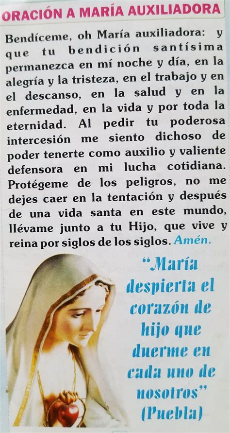 Oración A María Auxiliadora Oraciones A Maria Oracion A Maria