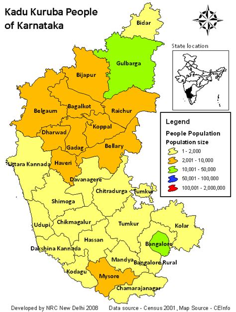 All efforts have been made to make this image accurate. Population Map of Karnataka - Mapsof.Net