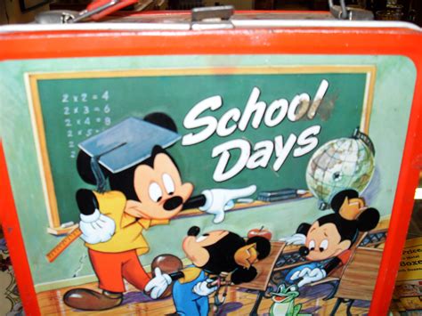 1980 Tin Lunch Box Mickey Mouse And Donald Duck School Days Very Rare