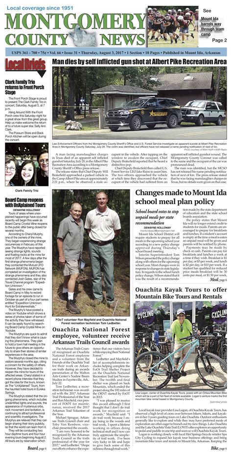 Montgomery County News - August 3, 2017 | Southwest Arkansas News