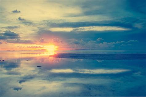 Gün Batımı Manzarası Deniz Su Güneş Bulutlar Manzara Doğa Arka