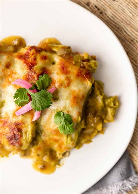 Enchilada Suiza Is A A Spicy Chicken Casserole With Tomatillo Sauce And
