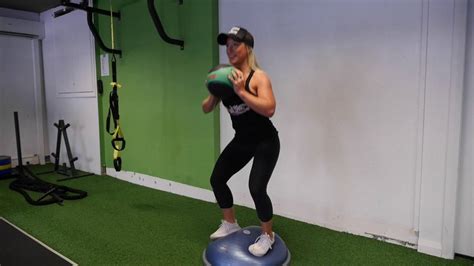 Bosu Ball Squats W Med Ball Youtube